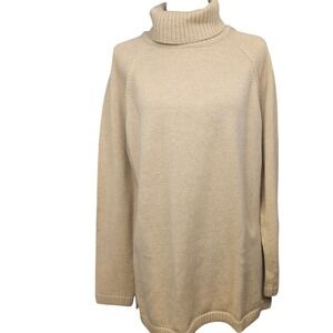 Jeanne Pierre Mens XL Tan Beige 100% Cotton Turtleneck Raglan Sweater RN 50986